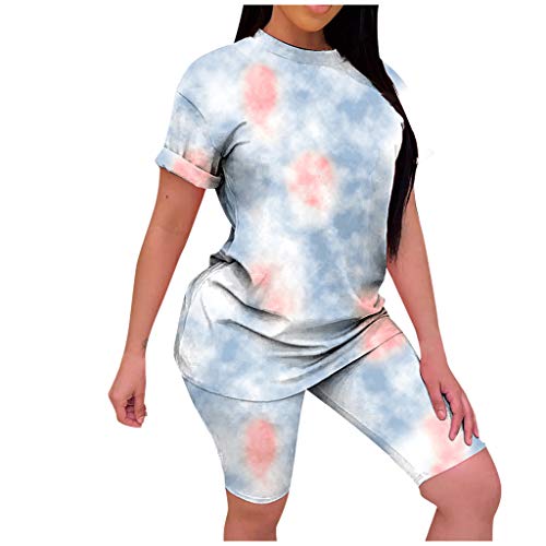 2 Piece Outfits for Women,Women Short Sleeve 2 Piece Outfits Tracksuit Sequin Lips Print Top and Short Pants Sweatsuit Set Orange