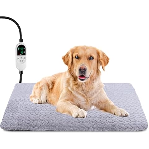 ENJOY PET Pet Heating Pad, Heated Cat Bed Indoor Heated Dog Bed with Chew Resistant Steel Cord, 12 Level Timer and Temperature Dog Heating Pad, Heated Pet Bed Electric Heating pad for Puppy Cats Dogs Cover