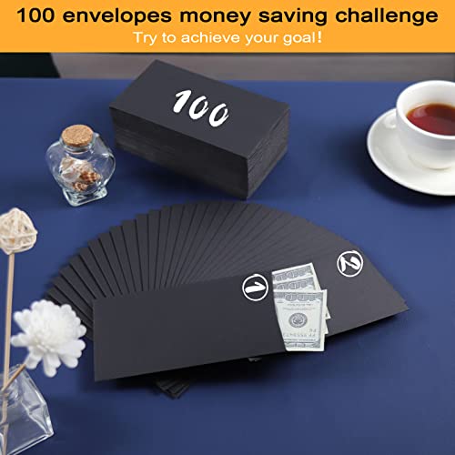 100 Pack Cash Envelopes Self Adhesive 6.7X3.5 Inch, Fit For Envelope Money Saving Challenge, Black Large Money Envelopes For Cash, Budgeting, Tips, Check, Coin & Tickets #TOP5