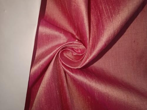 Tissu Dupioni pure soie rose foncé x pêche 44" de large avec flammes MM109