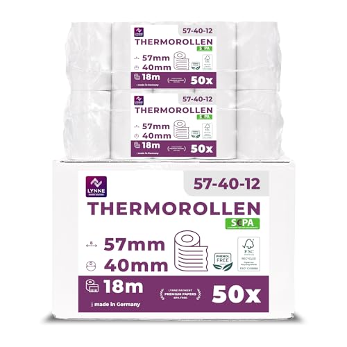 Ec-Cash Thermorollen 57mm x 18m x 12mm | Kassenrollen...