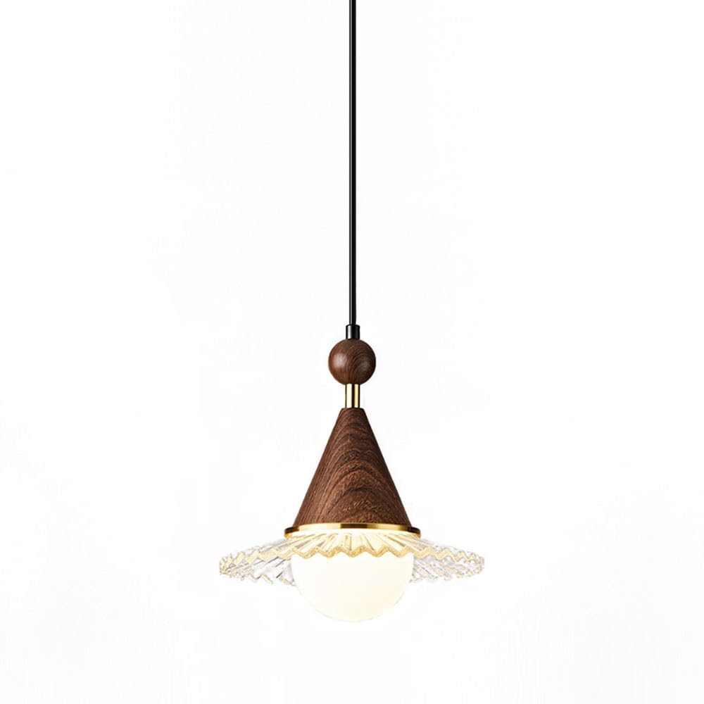 RSZCSMO Medieval 8.27-inch LED Restaurant Bar Chandelier, Walnut French Retro Bedroom Bedside Glass Chandelier is Suitable for Porch Corridor Hotel,Lighting Fixture