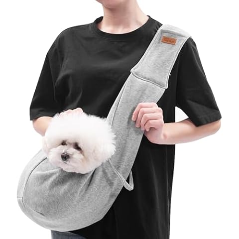 CUBY Dog and Cat Sling Carrier, Hands Free Reversible Pet Papoose Bag, Soft Pouch Adjustable, Suitable for Puppy Cats for Outdoor Travel (Grey, M-Adjustable Strap) Cover