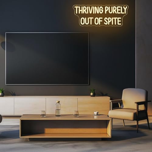 Image of Thriving Purely Out Of Spite Neon Sign for Wall Decor Warm Letter Neon Light Motivational Quotes LED Sign Halloween Neon Light Sign for Classroom Bar Home shop Decoration
