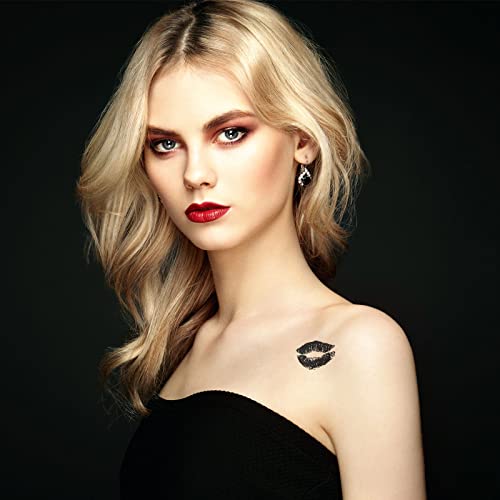 Zzxllro 55 Sheets (145Pcs) Red Lips Temporary Tattoo Stickers, Self-Adhesive Fake Red Lips Tattoos, Water-Proof Face Stickers For Adult Women Girls Face Body Valentine's Day Decorations #TOP5