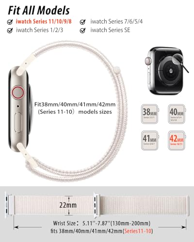 image for Sunnywoo Nylon Loop Sport Band Compatible with Apple Watch Bands 38mm 