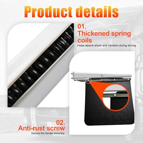 Image of Stainless Steel Straight Spring Loaded Mud Flap Hanger Set 1-1 /8 inch Bolt Spacing 30 inch Length for Semi Trucks, 1-1 /8 inch Bolt, 2 pcs, Silver