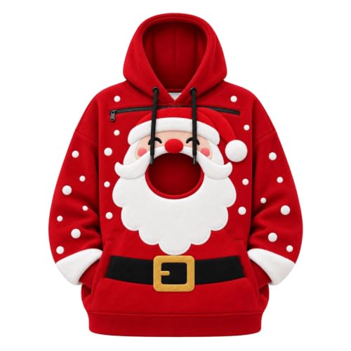 Christmas Pet Pouch Hoodie Women Men Cute Santa Sweat Shirts with Pocket - image 4