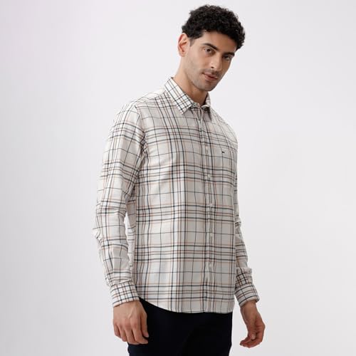 Image of BASICS 100% Cotton Checked Shirt for Men | Slim Fit | Everyday Smart Casual Wear | Full Sleeve