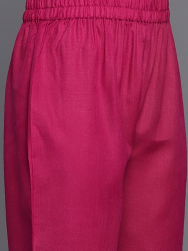 Image of Varanga Women's Violet Strap Kurta with Tonal Bottom & Printed Dupatta - Round Neck, Side Slit Design, Stylish & Comfortable