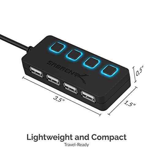 Image of SABRENT 4 Port USB 2.0 Data Hub with Individual LED lit Power Switches [Charging NOT Supported] for Mac & PC (HB-UMLS) (Pack of 2)