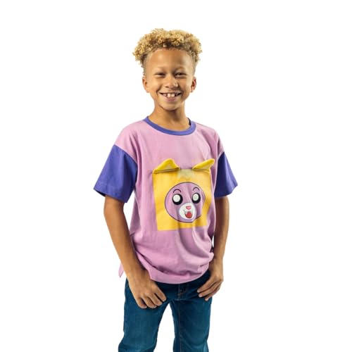 LankyBox Foxy Youth Purple Colorblock Crew Neck Short Sleeve Oversized T-Shirt4