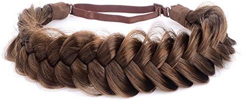 BOBIYA Messy Wide 2 Strands Synthetic Hair Braided Headband Plaited Hair Headband for Women Girl (Auburn)