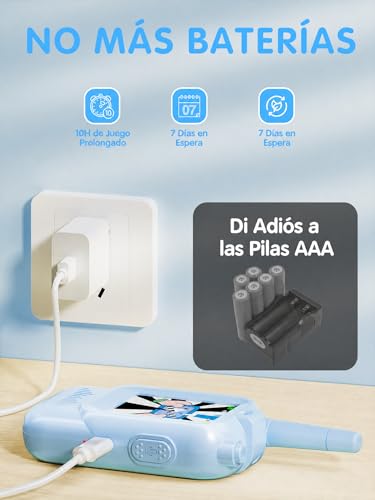 Walkie talkie interactivo infantil azul con cámara de vídeo para juegos de aventura 6