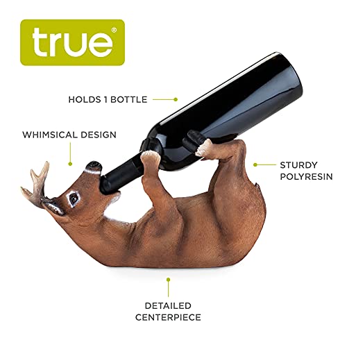 True Drunken Deer Polyresin Wine Bottle Holder Set Of 1, Brown, Holds 1 Standard Wine Bottle #TOP1