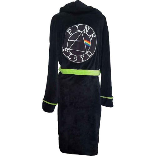 Image of Pink Floyd Bathrobe Circle Band Logo Official Black Super Soft Fleece Unisex S