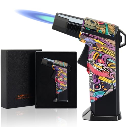 Sondiko Sturmfeuerzeug Windproof JetFlame Feuerzeug Gas Nachfüllbar Einstellbare Gasfeuerzeug Geschenke für Männer Vatertag Weihnachten und Geburtstage