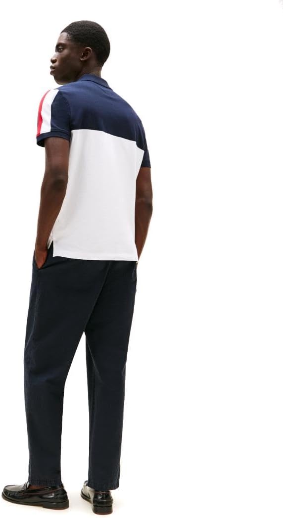 Tommy Hilfiger Men's Short Sleeve Casual Polo Shirts in Regular Fit with Stretch and Colorblock Designs