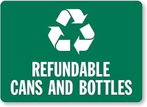 Refundable Cans Bottles Recycling Weatherproof Sign 8" x 12" Vintage Retro Metal Tin Sign
