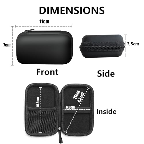 Blueshaweu Tasche Kompatibel für Vasco Translator Q1 Sprachübersetzer - Schutzhülle mit Platz für Ohrhörer, USB-Kabel & Speicherkarte – Kompatibel mit Vasco Translator Q1 (schwarz)