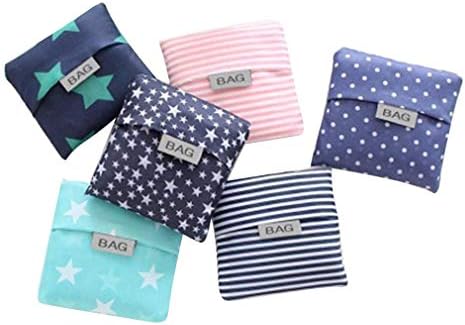 Kaxich 4 Pack Foldable Shopping Bags Reusable Eco-friendly Grocery Tote Bags Shopper Bag Folding into Attached Pouch (Random Color)