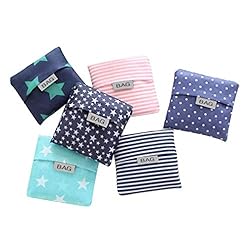 Kaxich 4 Pack Foldable Shopping Bags Reusable Eco-friendly Grocery Tote Bags Shopper Bag Folding into Attached Pouch (Random Color)