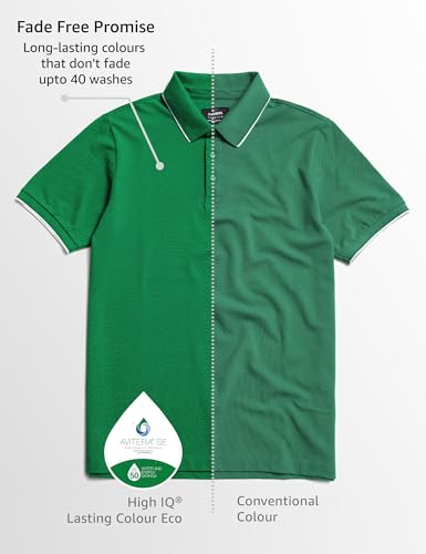 Image of Symbol Premium Men Cotton Stretch Solid Polo T-Shirt (Regular Fit | Pique Knit)