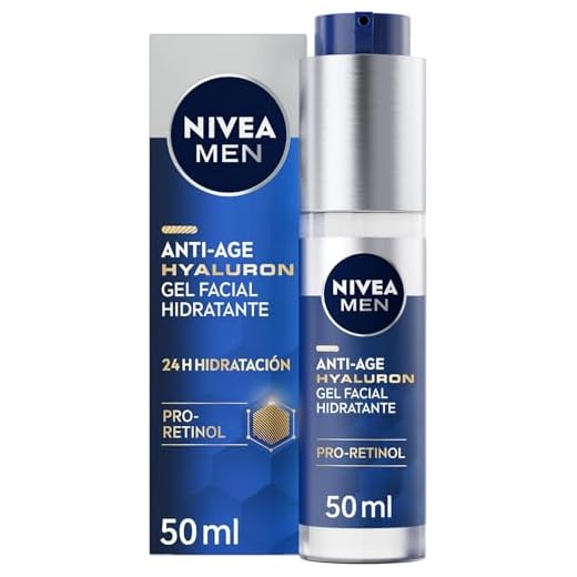 NIVEA MEN Hyaluron Gel Facial Hidratante Antiedad (1 x 50 ml), gel reafirmante que reduce las arrugas, gel para hombre con ácido hialurónico