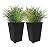 Keter Set of 2 Resin Modern Outdoor 22 Inch Tall Large Flower Pots, Tapered Wood Look Planters for Outdoor Plants and Front Porch Decor, Graphite