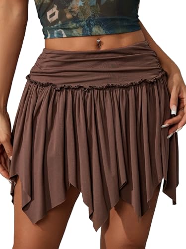 Milumia Women's Y2K Asymmetrical A Line Short Skirt Party Club Ruched Mini Skirt