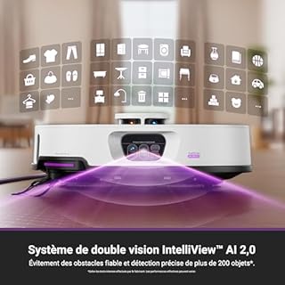 EUREKA J15 Max Ultra Robot Aspirateur Laveur avec Serpillière et Brosse Latérale Extensible, Aspiration 22000Pa, Station Autonettoyante, Lavage de Serpillière Eau 80℃, IntelliView 2,0, Anti-Emmêlement