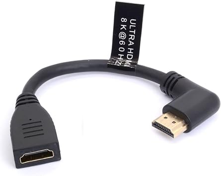 8K HDMI Extension Cable,Short HDMI 2.1 Male to Female 90 Degree Angle Cable | High-Speed 48Gbps Hdmi Extender Adapter Support 8K@60Hz, 4K@120Hz, Dynamic HDR, eARC, VRR, 3D for TV/PC/Monitor Left