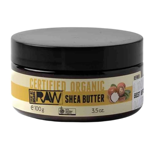 Every Bit Organic Raw Shea Butter 100g, Organic Body Butter Rich in Vitamins and Antioxidants, Deep Body Moisturiser for Skincare, Softens Dry Skin, Supports Vegan Collagen