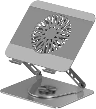 McStorey Premium Alüminyum Laptop Standı, Çıkarılabilir Manyetik Harici Fanlı, 360° Döner Ayarlanabilir Ergonomik Notebook ve MacBook Standı, Aktif Soğutmalı Laptop Yükseltici, 10-17 İnç Gri