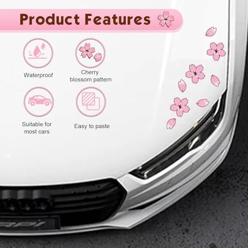 YAWUROU 20 PCS Creative Cherry Blossom Car Decal, Cute Cherry Blossom & Petals DIY Car Body Decoration Sticker, Waterproof Sunproof Window Decal, Universal for Most Cars, Motorcycles, SUVs (Pink) by YAWUROU - Image 7