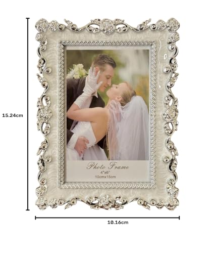 Image of Art Street Rose Decors Wedding Premium Table Photo Frame, Vector Design Home Decoration Frame For Table Top Desk, Birthday, Wedding & Return Gift - Silver, Mothers day Gift, (Size:4x6 Inch)