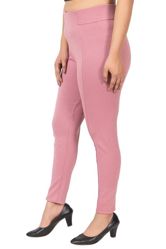 Image of Mlada Slim Fit Jeggings with Elastic Waist Band for Women Office Work Formal Wear Trousers Stretch Cotton Knit High Waist Skinny Fit Jeggings Lycra Pants Travel Comfort Jeggings