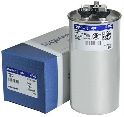 Packard PRCFD5075 - 50 + 7.5 uF MFD x 440 VAC Genteq Replacement Dual Capacitor Round # C45075R / 97F9987