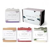 Natural Amor Handmade Soap Bar Set (4 Pack), Cold Process, Natural Ingredients Gift Box for Women, Moisturizing Body & Face Bars, Spa Self Care Gift