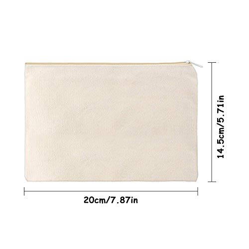 meekoo 16 Pack Canvas Blank Cosmetics Bags Plain Zipper Makeup Pouch Sublimation DIY Craft Multipurpose Toiletry Bag for Makeup Travel Cosmetic Stationary Storage(M,Beige)2