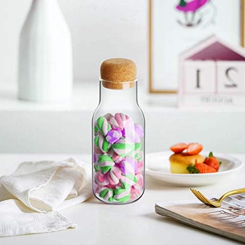 Yeelua Glass Bottles with Cork, Food Storage Canister, 23oz Glass Jars with Wood Lid, 3 Pack Kitchen Airtight Clear Food Storage Jars for Tea Bags, Coffee Beans, Sugar, Flour, Spices, Rice, 700ML