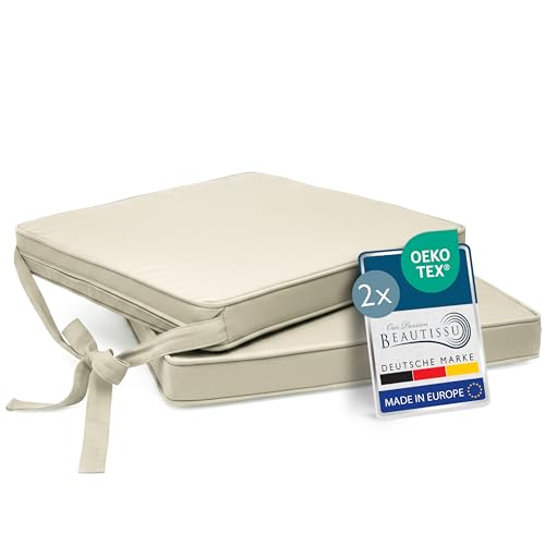 Beautissu Set de 2 Coussin de Chaise d'Intérieur 45x40 cm Loft SK – Galette de Chaise déhoussable et Lavable avec Bandes de Fixation Coussin d'assise...