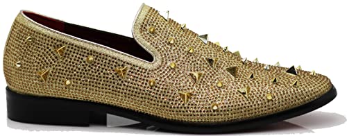 SPK24 Men Vintage Spikes Sparkle Formal Tuxedo Stage Fashion Slip On Loafer Dress Shoes2