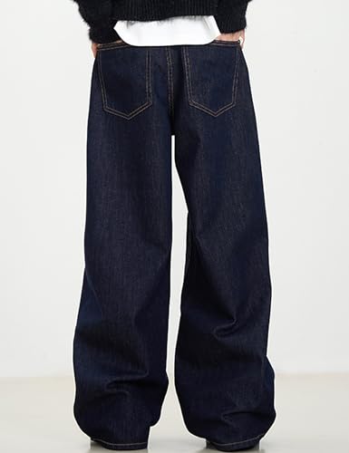 Mens Y2K Hip Hop Skater Jeans Vintage Plain Pants Straight Leg Denim Joggers Aesthetic Jeans Streetwear4