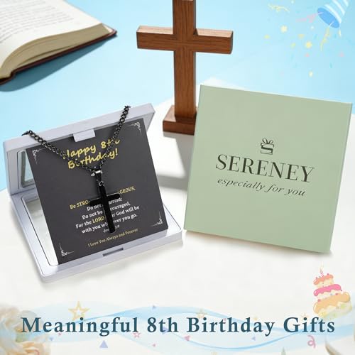 Image of Sereney Cross Necklace for Boys, 8th 9th 13th Birthday Gifts for Toddler Kids Teen Boys Girls, Baptism Gift Mustard Seed Jewelry as Rcia Christian Religious Necklace for Son Daughter Pendants