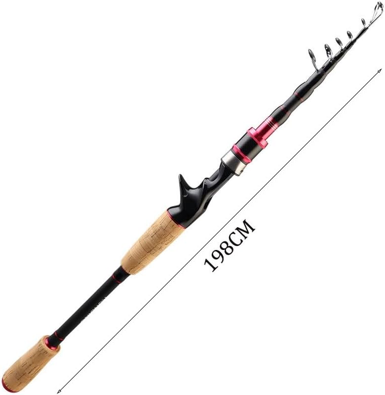 Portable Lure Rod Telescopic Multi Section Carbon Wood Handle Fishing