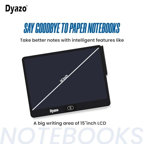 Image of Dyazo 15 Inch LCD Re-Writing Tablet Pad with Stylus Pen | Lightweight and Portable Magic Slate Design for Drawing, Handwriting, Playing, Digital Notepad for Kids and Students | Black