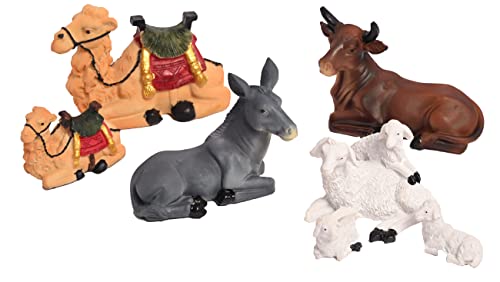 Image of KariGhar Resin 7 Pcs Animals Statue for Christmas Nativity Scene, Crib Decoration, Kudil Set, Various Other Decoration and Gifting, 8 Inch