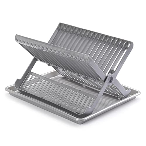 PlasticForte scolapiatti Pieghevole con Vassoio scolapiatti con Vassoio raccogli Gocce portaposate Silver