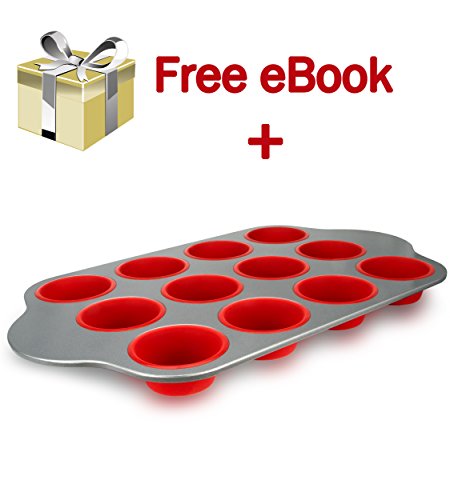 Silicone Muffin Pan With Steel Frame, 12 Cups Full Size | Professional Non-Stick Baking Molds by Boxiki Kitchen | BPA-Free Bakeware | Silicone 12 Cup Muffin Mold - Thumbnail 5